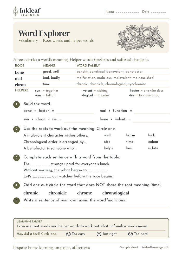 Vocabulary worksheet